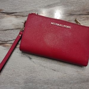 Red Michael Kors wristlet